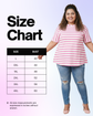 Pluswear Everyday Drop Shoulder A-Line Striped Cotton Tshirt (Pink-White)