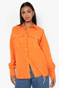 Plus Flap Pocket Oversized Shirt T2389