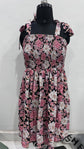 Plus Floral Print Shirred Tie Shoulder Cami Dress d87