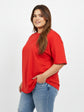 Pluswear Everyday Drop Shoulder Oversized Cotton Tshirt (Red)