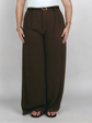 Pluswear Premium Plicated Hem Wide Leg High Waisted Pants (Coffee Brown)