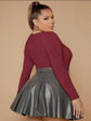Pluswear Premium Square Neck Ribbed Bodysuit (Burgundy)