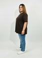 Pluswear Everyday Drop Shoulder A-Line Cotton Tshirt (Brown)