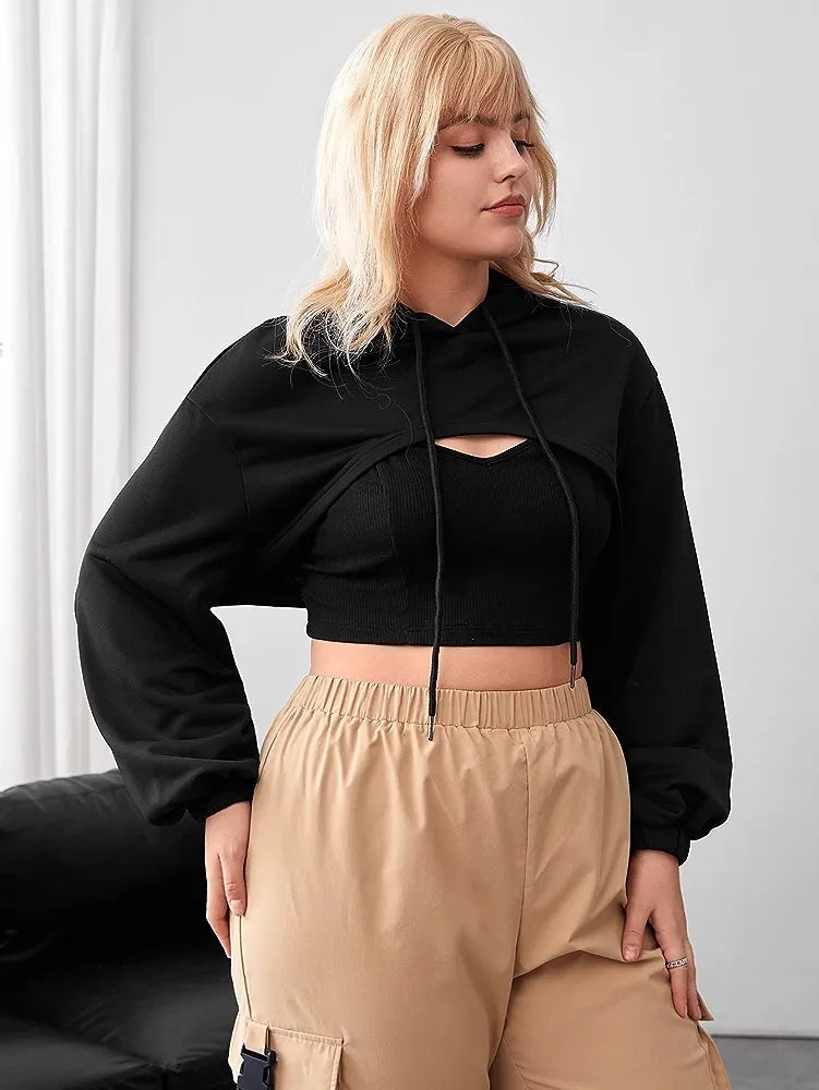 Plus size outlet hoodie crop top