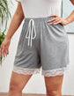 Plus Contrast Lace Knot Waist Shorts T2263