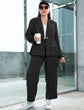 Plus Lapel Neck Flap Detail Blazer & Pants Set