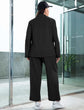 Plus Lapel Neck Flap Detail Blazer & Pants Set
