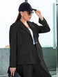 Plus Lapel Neck Flap Detail Blazer & Pants Set