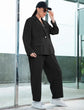 Plus Lapel Neck Flap Detail Blazer & Pants Set
